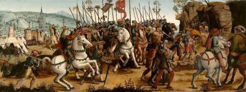 La prise d'Athènes par Minos, roi de Crète (Maître des Cassoni Campana) - Muzeo.com