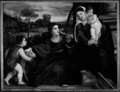 La Vierge et l'enfant avec saint Jean-Baptiste et sainte Agnès (Tiziano) - Muzeo.com