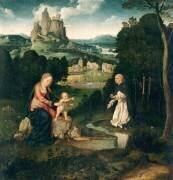 La Vierge et l'Enfant avec un dominicain offrant son coeur (Joos van Cleve) - Muzeo.com