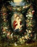 La Vierge et l'enfant dans une guirlande de fruits et de fleurs (Jan Brueghel l'Ancien) - Muzeo.com