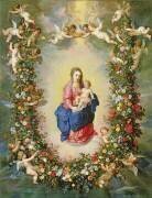 La Vierge et l'Enfant entourés d'une guirlande de fleurs tenue par des chérubins (Jan Brueghel l'Ancien) - Muzeo.com