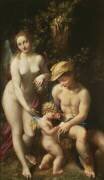 L'Amour apprenant à lire entre Vénus ailée et Mercure (Le Corrège) - Muzeo.com