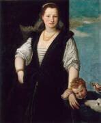 Portrait de femme avec un enfant et un chien (les enfants de Francesco Bevilacqua ?) (Paul Véronèse) - Muzeo.com