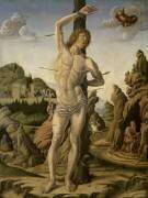 Saint Sébastien dans un paysage rocheux avec les saints Jérôme (Marco Zoppo) - Muzeo.com