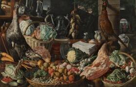 Scène de cuisine avec le Christ à Emmaüs (Joachim Bueckelaer) - Muzeo.com