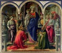 Le retable de Barbador i: Vierge à l'enfant entourée d'anges avec Saint-Augustin (Filippo Lippi) - Muzeo.com