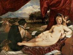 Vénus et Cupidon accompagnés d'un joueur de luth (Titien) - Muzeo.com