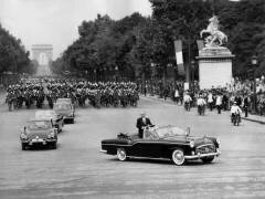 After Military Parade, French President Georges Pompidou Is Going at Elysee Palace, Paris, July 14, 1970 (b/w photo) (Rue des Archives) - Muzeo.com