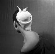 Givenchy Accessories, February 13, 1954 : Handkerchief For Bun (b/w photo) (Rue des Archives) - Muzeo.com