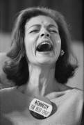 Lauren Bacall wearing 'Kennedy The Best Man' pin badge on election night (Orlando Suero) - Muzeo.com