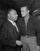 Martin Luther King and Harry Belafonte in Paris For A Gala For Fight For Civil Rights of Black People in Usa, March 29, 1966 (b/w photo) (Rue des Archives) - Muzeo.com