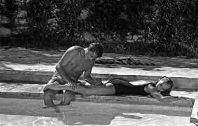 Romy Schneider and Alain Delon on Set of Film 