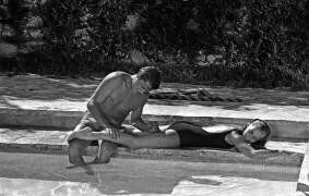 Romy Schneider et Alain Delon sur le plateau du film 