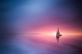 Sailing across the lake toward the sunset (Bess Hamiti) - Muzeo.com