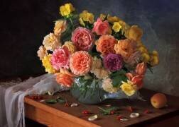 Still life with a bouquet of roses (Tatyana Skorokhod) - Muzeo.com