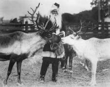 Le Père Noël avec deux rennes (anonyme) - Muzeo.com
