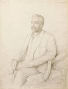 Dessin au crayon par James Lignier : Gustave Eiffel est assis dans un fauteuil (anonymous) - Muzeo.com