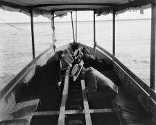 Touristes observant les fonds marins depuis la coque d'un bâteau à Nassau (William Henry Jackson) - Muzeo.com