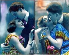 2 cartes postales fantaisie vers 1920 - couples d'amoureux (anonymous) - Muzeo.com