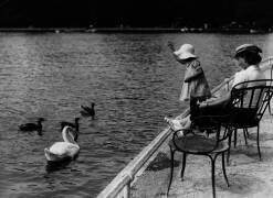 Petite fille et cygne au bois de Boulogne (Keystone) - Muzeo.com
