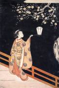 A beauty admiring blossom by night with a lantern (Suzuki Harunobu) - Muzeo.com