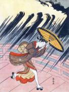 A Bijin - beautiful woman - caught in a rainstorm (Suzuki Harunobu) - Muzeo.com