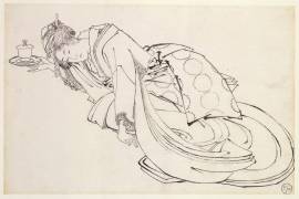 A Courtesan Offering a Cup (Japanese school) - Muzeo.com