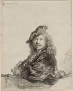Autoportrait : Rembrandt appuyé ; 1639; 1er état (Rembrandt) - Muzeo.com