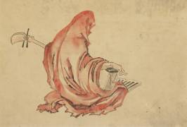 Daruma Playing a Shamisen (Hokusai) - Muzeo.com