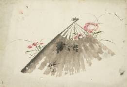 Discarded Fan Among Pinks (Hokusai) - Muzeo.com
