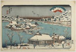 Evening Snow at Shinobugaoka (Keisai Eisen) - Muzeo.com