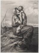 Femme de pêcheur de Mola di Gaëte embrassant son enfant (Auguste-Charles Lemoine) - Muzeo.com