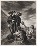 Hamlet au cimetière contemplant le crâne de Yorick (Eugène Delacroix) - Muzeo.com