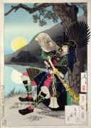 Hideyoshi blowing a Conch shell (Tsukioka Yoshitoshi) - Muzeo.com