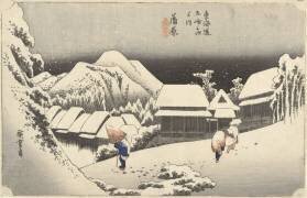 Kanbara, evening snow (Hiroshige) - Muzeo.com