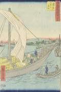 Kuwana, the ferry from Shichiri (Hiroshige) - Muzeo.com