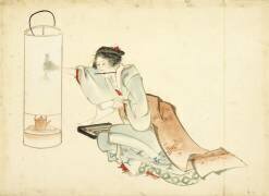 Lady Adjusting a Lamp (Hokusai) - Muzeo.com