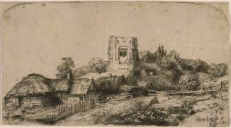 Le paysage à la Tour carrée ; 3 ème état (Rembrandt) - Muzeo.com
