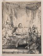 Les pèlerins d'Emmaüs ; 1er état (Rembrandt) - Muzeo.com