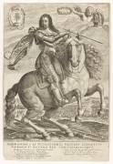 Louis XIII à cheval, dans le font, une bataille (Crispijn de Passe the Elder) - Muzeo.com
