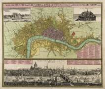 Map and Prospect of London (Johann Baptista Homann) - Muzeo.com