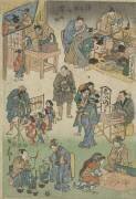 Night market with street theatre in Joruri Street (Hiroshige) - Muzeo.com