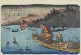 No.55 Cormorant Fishing Boat at Nagae River near Koto Station (Keisai Eisen) - Muzeo.com