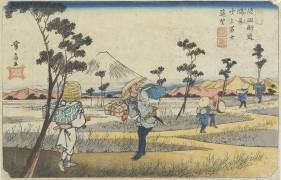 No.8 vue éloignée du mont. Fuji vu de Fukiage près de la gare de Konosu (Keisai Eisen) - Muzeo.com
