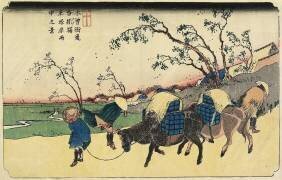 No. 20: View of Hiratsukahara in Rain Near Kustukake Station (Keisai Eisen) - Muzeo.com