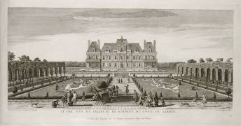Planche 107: vue du château de Maisons (Maisons-Laffitte) prise depuis les jardins vers 1740 (Jacques Rigaud) - Muzeo.com