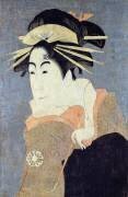 Portrait de geisha tenant un pinceau a la main (Toshusai Sharaku) - Muzeo.com