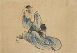 Seated Lady at her Toilette (Hokusai) - Muzeo.com