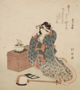 Shamisen Player Adjusting Her Hair (Hokusai) - Muzeo.com