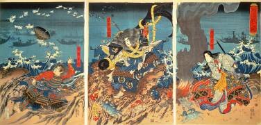The Death of Tomomori at the battle of Dan-no-Ura, in 1185 (Utagawa Kuniyoshi) - Muzeo.com